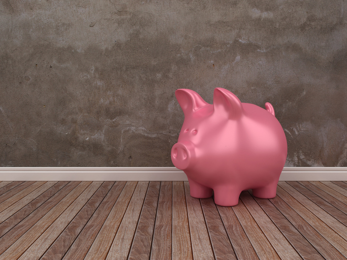 Piggy Bank on Floor – 3D Rendering